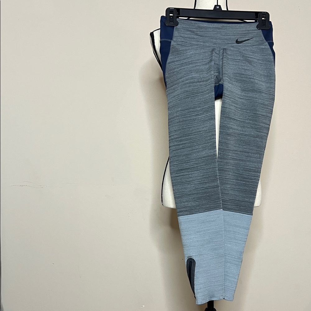Nike Women's Dri Fit Gray and Blue Training Tights - Picture 3 of 17